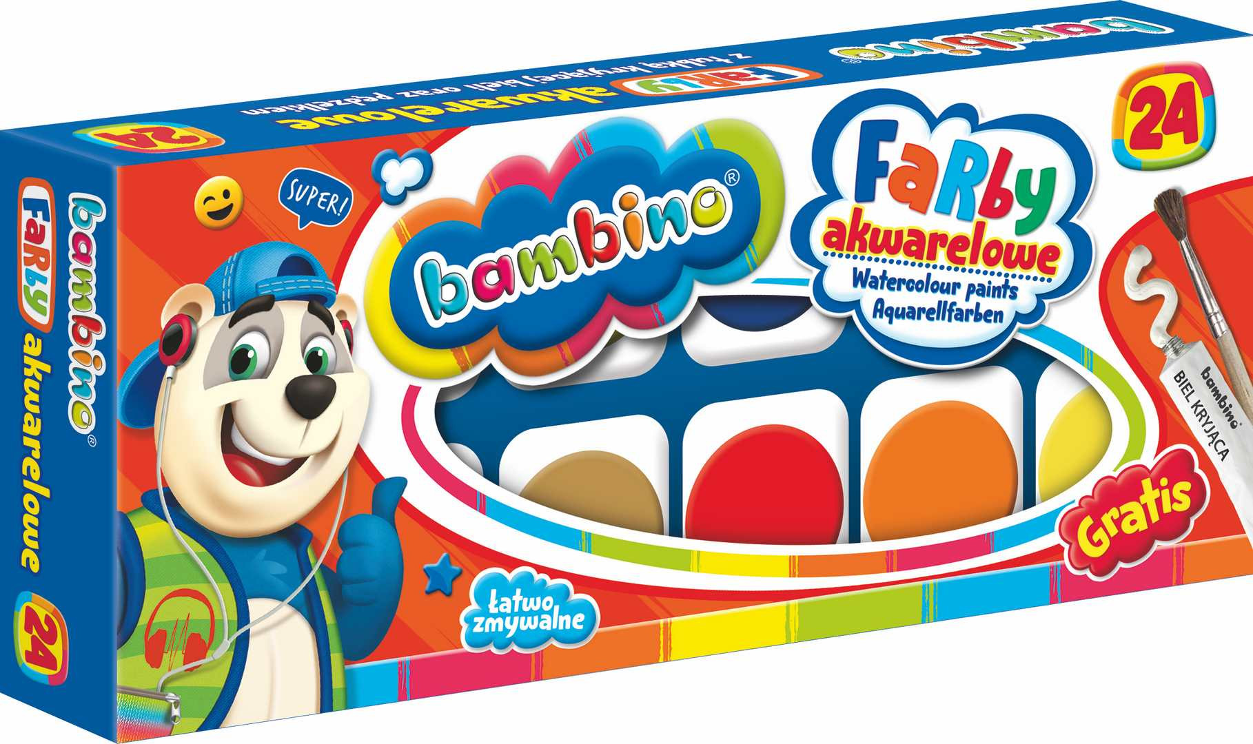 Farby akwarelowe 24 kolory Bambino